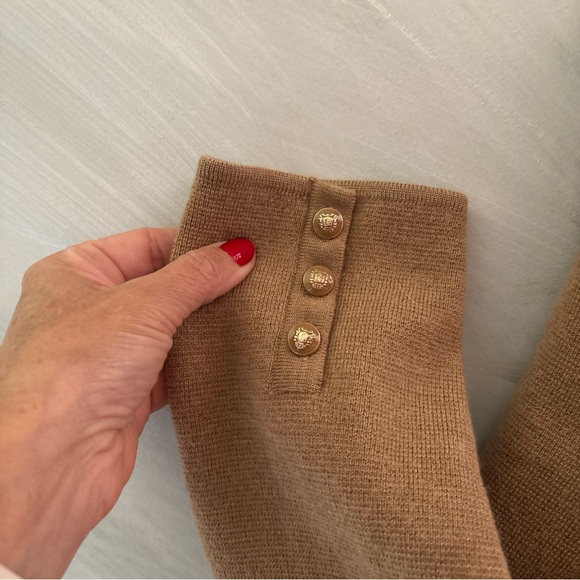 Talbots Plus 1X/ 2X  Merino Wool Knit Blazer Cardigan Tan Minimalist Old Money - Picture 4 of 12